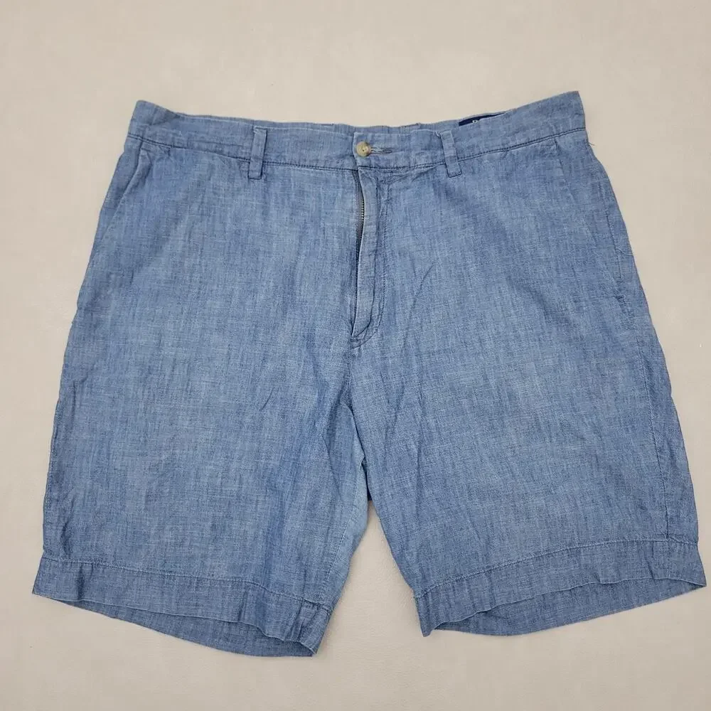 Polo Ralph Lauren Mens 34 Blue Chambray Straight Fit Shorts Nautical Preppy